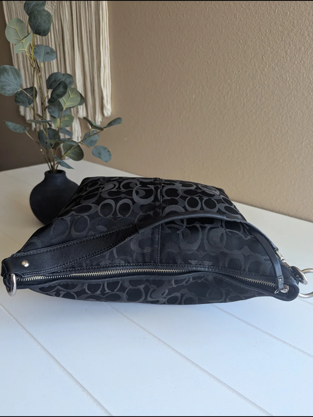 Vintage Coach Chelsea Optic Signature Hobo Shoulder Bag